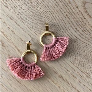 Madewell pink mauve tassel post earrings